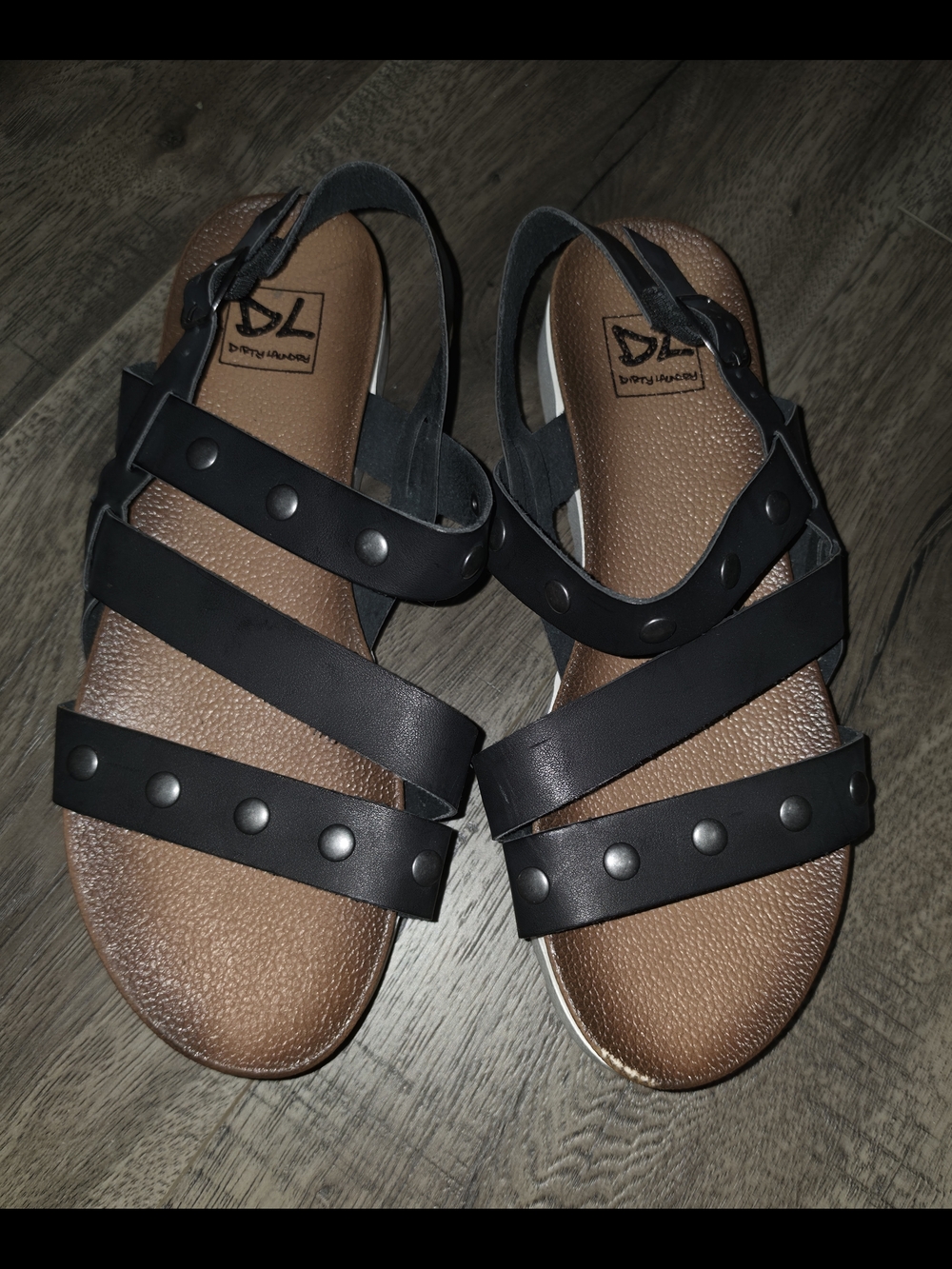 Black Stud-Trim Leather Strappy Sandals - Women